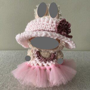 Handmade Crochet Pink Mauve Princess Tutu for 17cm Doll 2-Piece Set